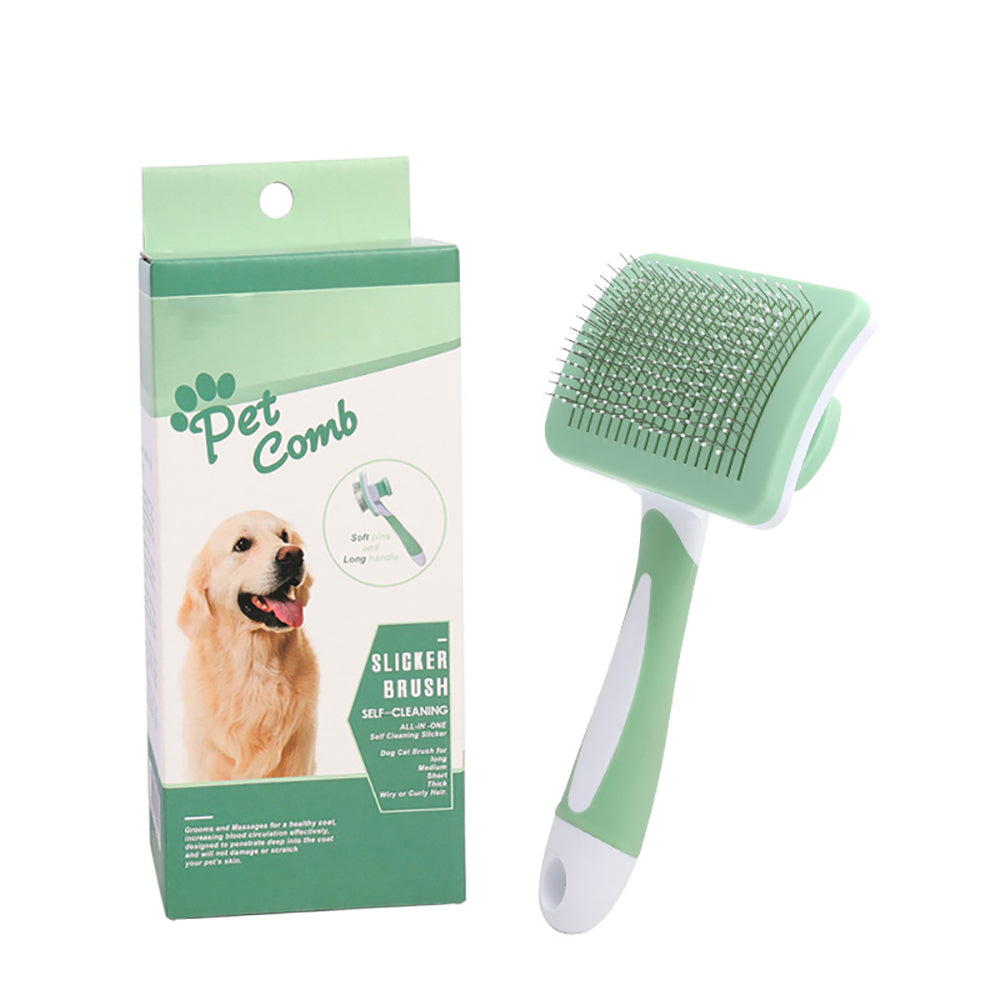 Self-Cleaning Pet Grooming Brush for Dogs & Cats – Hair Removal Slicker Comb