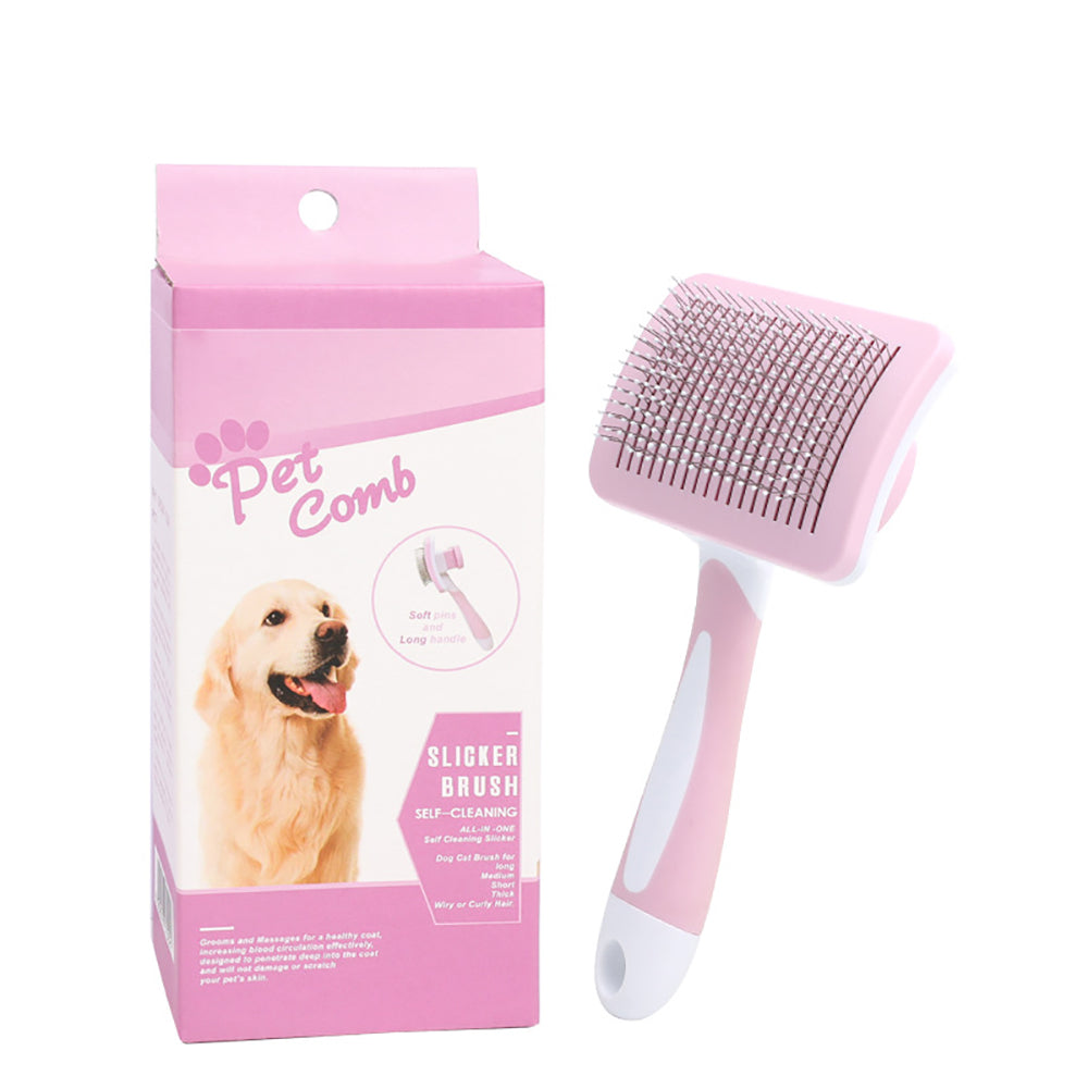 Self-Cleaning Pet Grooming Brush for Dogs & Cats – Hair Removal Slicker Comb