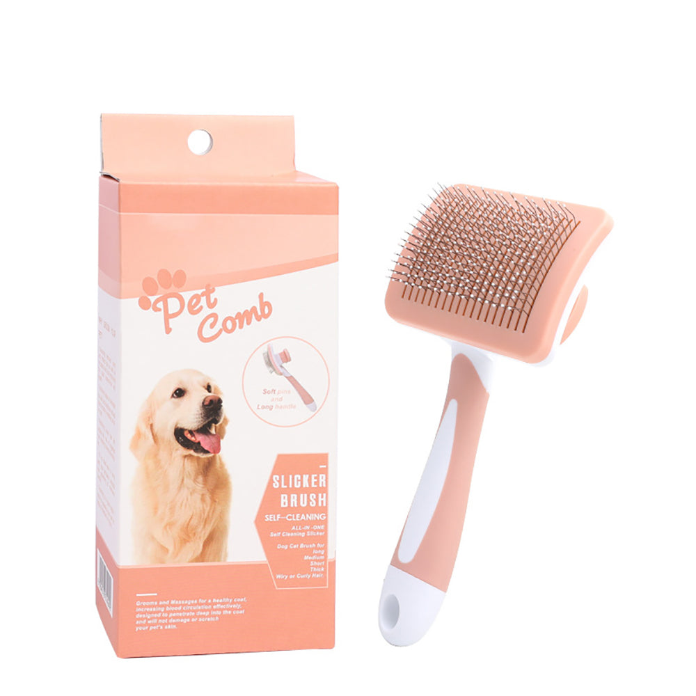 Self-Cleaning Pet Grooming Brush for Dogs & Cats – Hair Removal Slicker Comb