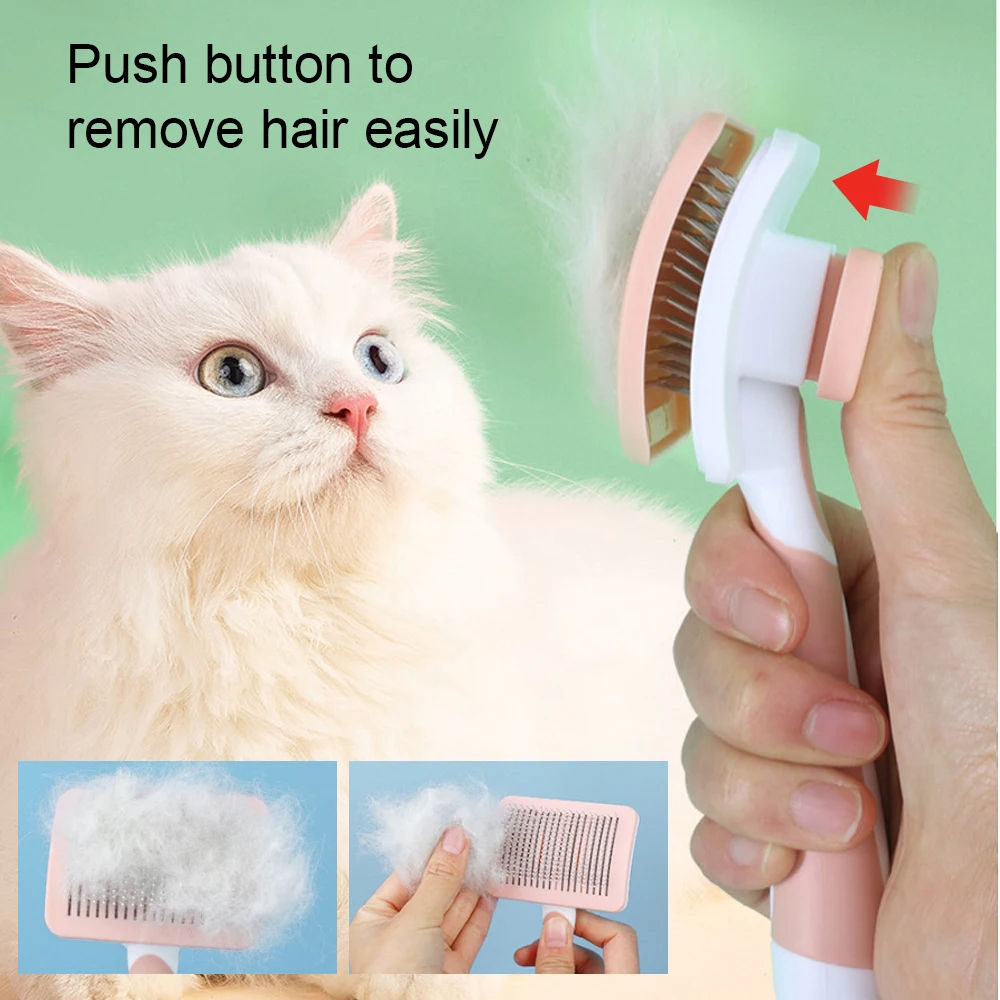 Self-Cleaning Pet Grooming Brush for Dogs & Cats – Hair Removal Slicker Comb
