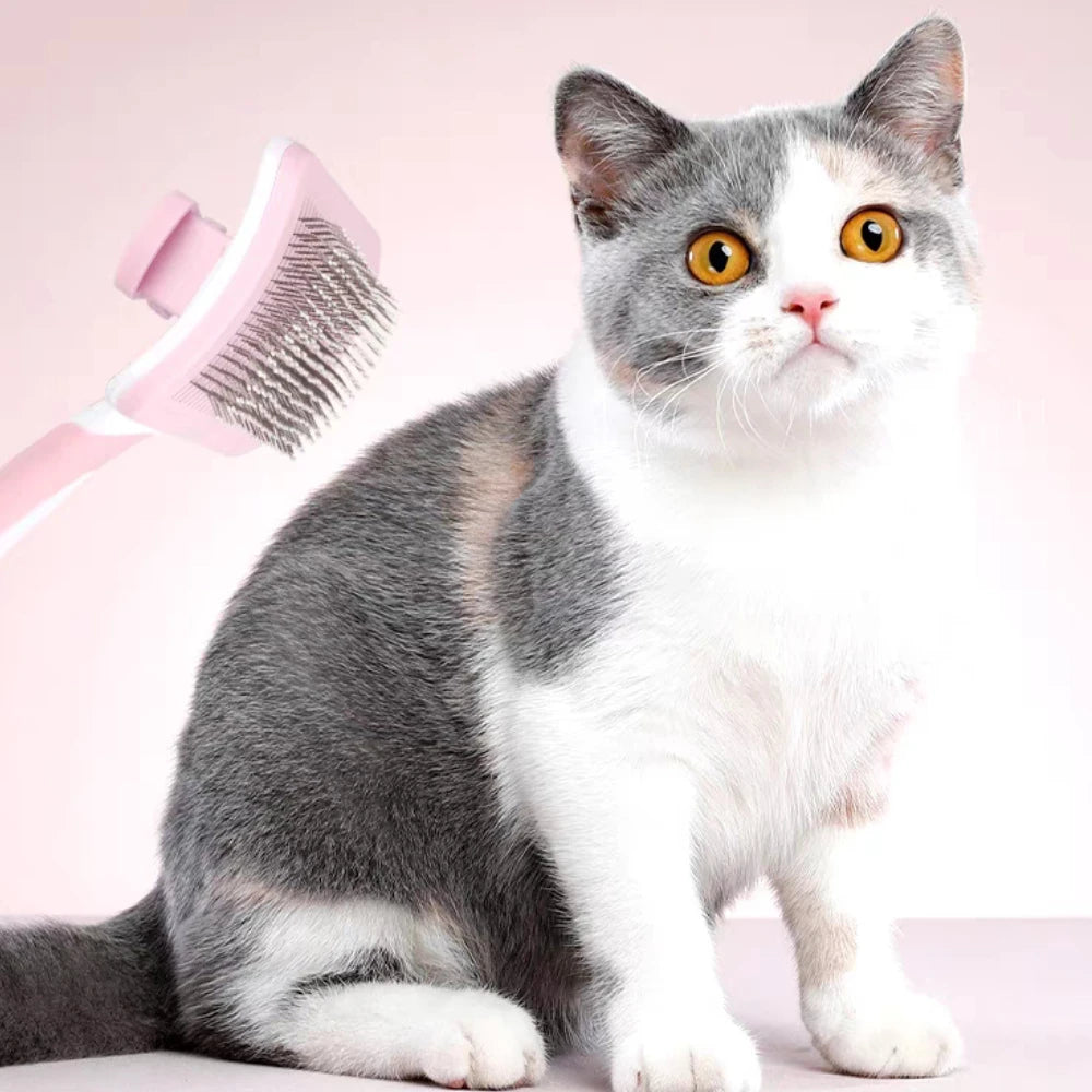 Self-Cleaning Pet Grooming Brush for Dogs & Cats – Hair Removal Slicker Comb